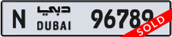 Plate number Dubai 96789 code N For sale