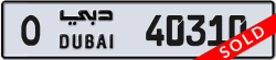 Plate number Dubai 40310 code O For sale
