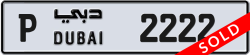 Plate number Dubai 2222 code P For sale