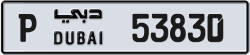 Plate number Dubai 53830 code P For sale