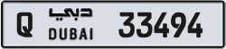 Plate number Dubai 33494 code Q For sale