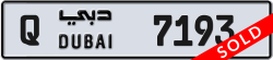 Plate number Dubai 7193 code Q For sale
