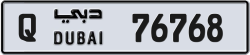 Plate number Dubai 76768 code Q For sale