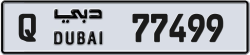 Plate number Dubai 77499 code Q For sale
