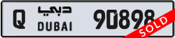 Plate number Dubai 90898 code Q For sale