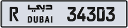Plate number Dubai 34303 code R For sale