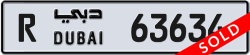Plate number Dubai 63634 code R For sale
