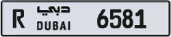 Plate number Dubai 6581 code R For sale
