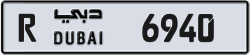 Plate number Dubai 6940 code R For sale