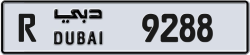 Plate number Dubai 9288 code R For sale