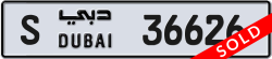 Plate number Dubai 36626 code S For sale