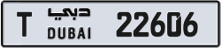 Plate number Dubai 22606 code T For sale