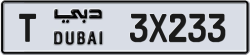 Plate number Dubai 3X233 code T For sale