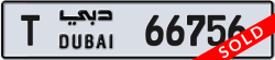 Plate number Dubai 66756 code T For sale