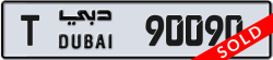 Plate number Dubai 90090 code T For sale