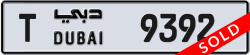Plate number Dubai 9392 code T For sale