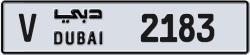 Plate number Dubai 2183 code V For sale