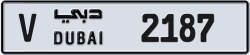 Plate number Dubai 2187 code V For sale