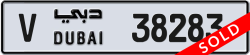 Plate number Dubai 38283 code V For sale