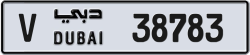 Plate number Dubai 38783 code V For sale