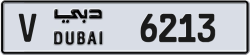 Plate number Dubai 6213 code V For sale