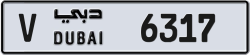 Plate number Dubai 6317 code V For sale
