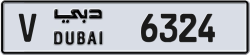 Plate number Dubai 6324 code V For sale