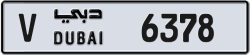 Plate number Dubai 6378 code V For sale