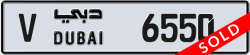 Plate number Dubai 6550 code V For sale