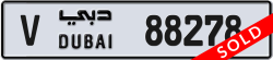 Plate number Dubai 88278 code V For sale