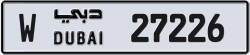 Plate number Dubai 27226 code W For sale