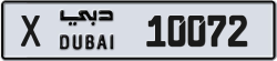Plate number Dubai 10072 code X For sale