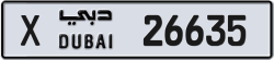 Plate number Dubai 26635 code X For sale