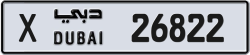 Plate number Dubai 26822 code X For sale