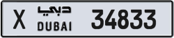 Plate number Dubai 34833 code X For sale