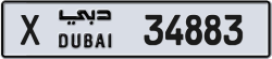 Plate number Dubai 34883 code X For sale