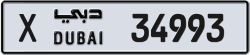 Plate number Dubai 34993 code X For sale