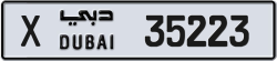 Plate number Dubai 35223 code X For sale