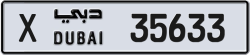 Plate number Dubai 35633 code X For sale