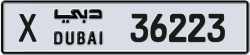 Plate number Dubai 36223 code X For sale
