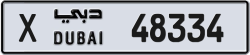Plate number Dubai 48334 code X For sale