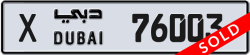 Plate number Dubai 76003 code X For sale