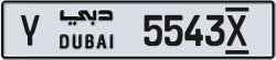 Plate number Dubai 5543x code Y For sale