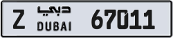 Plate number Dubai 67011 code Z For sale