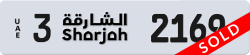 Plate number Sharjah 2169 code 3 For sale