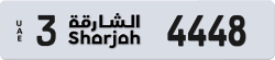Plate number Sharjah 4448 code 3 For sale