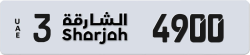 Plate number Sharjah 4900 code 3 For sale