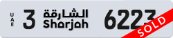 Plate number Sharjah 6223 code 3 For sale