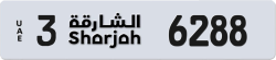 Plate number Sharjah 6288 code 3 For sale