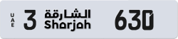 Plate number Sharjah 630 code 3 For sale